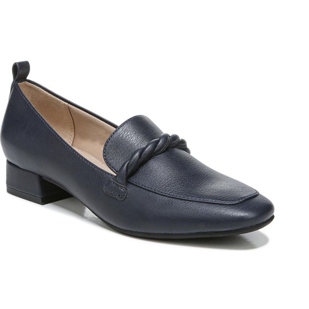 LifeStride Womens Gray Faux Leather Comfort Slip On Loafers Shoes Used